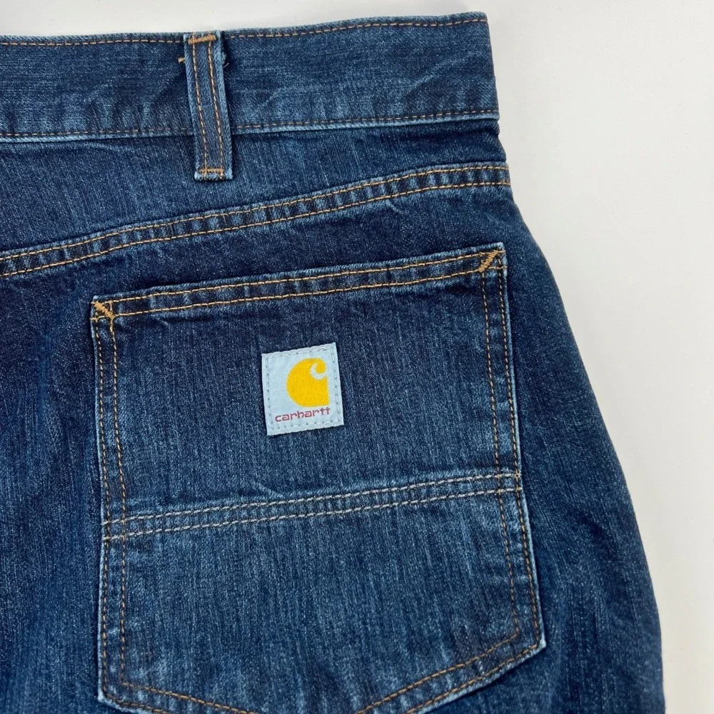 Carhartt Mens Relaxed Straight Fit Dark Wash‎ Denim Jeans 38x34 BD5119-M New
